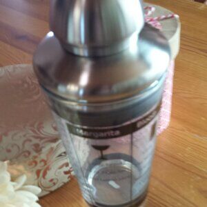 Vintage GLASS RECIPE SHAKER with Stainless Steel Lid